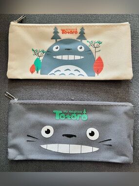 My Neighbor Totoro Kids Pencil Pouch - Gray and Cream